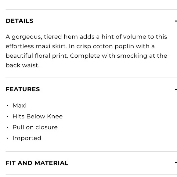 TALBOTS / Fruits and Flowers Poplin Tiered Maxi Skirt Pullon Size M - Picture 12 of 12